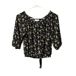 Free Kisses Womens Size Small‎ Floral Crop Tie Front Top Cottagecore